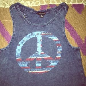 Lucky Brand American flag peace sign tank- Size M